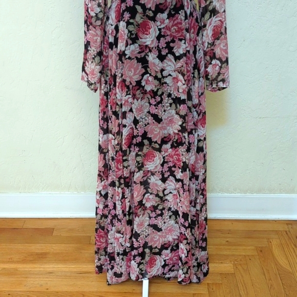 LIKE NEW Bardot Revolve Pink Rose Garden Dark Floral Maxi Dress Size 12 - Picture 6 of 12